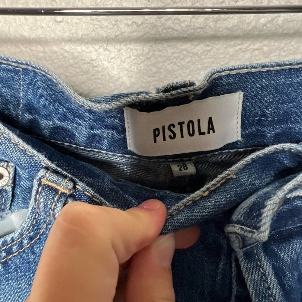 PISTOLA High Rise Distressed Button Fly Boyfriend Jeans Size 28 - Picture 6 of 6